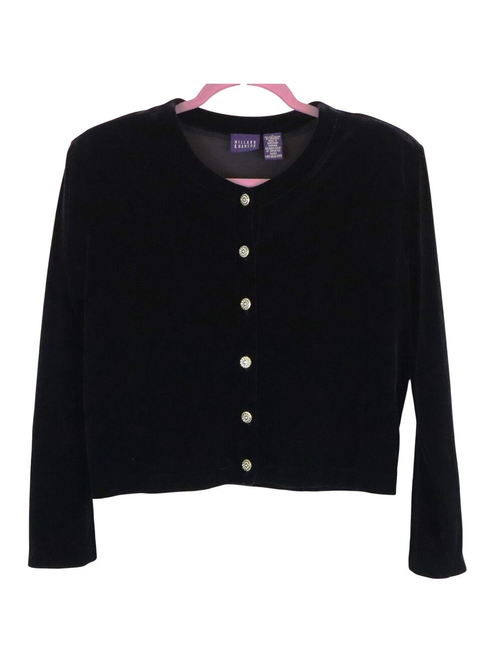 Vintage 90s Y2K Hillard & Hanson Black Velvet Cardigan Sweater 10 Whimsigoth